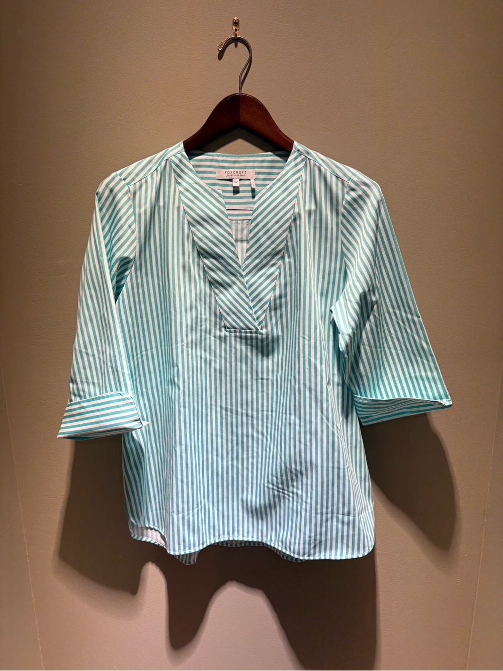 Foxcroft for Appleseed’s Striped Popover Tunic Top 12P